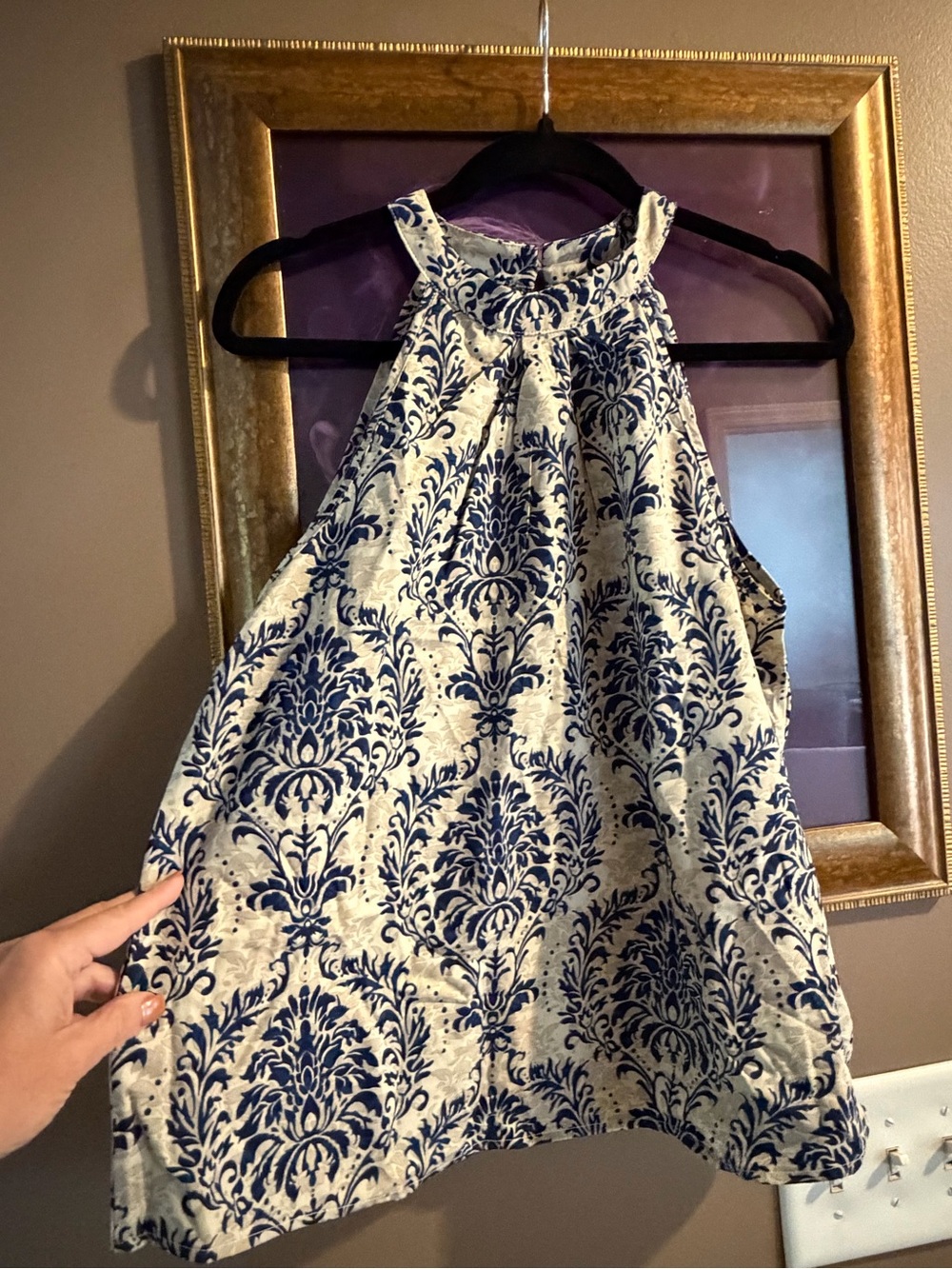Cupshe NWT Blue Ivory Damask Halter Tank Top Size Medium